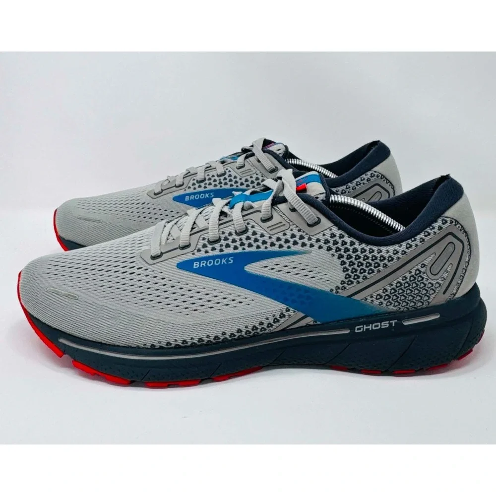 Brooks Ghost 14 Men's Size 13 D Running Shoes Gray Blue Red 1103691D078 Comfort
